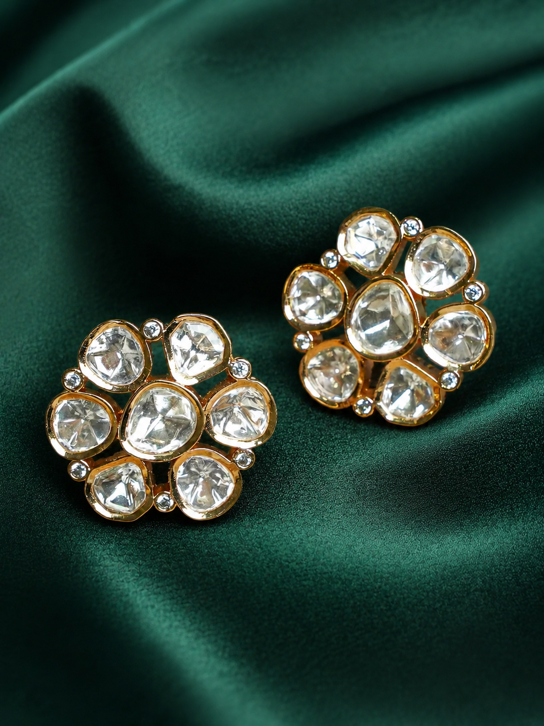 Zevar Club 12K Gold-Plated Statement Flower Shaped Studs