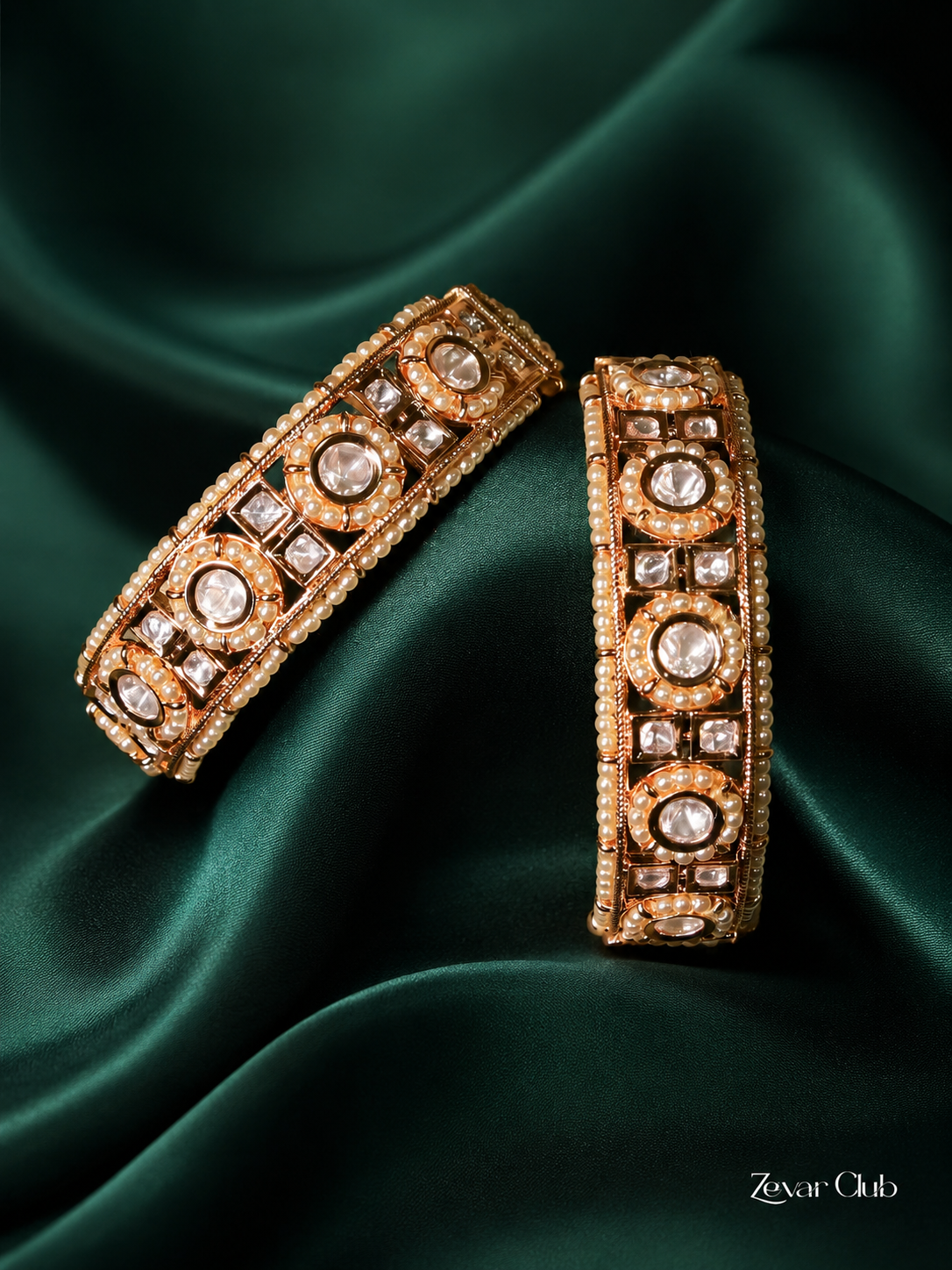 Zevar Club Elegant Kundan Ivory Bangles