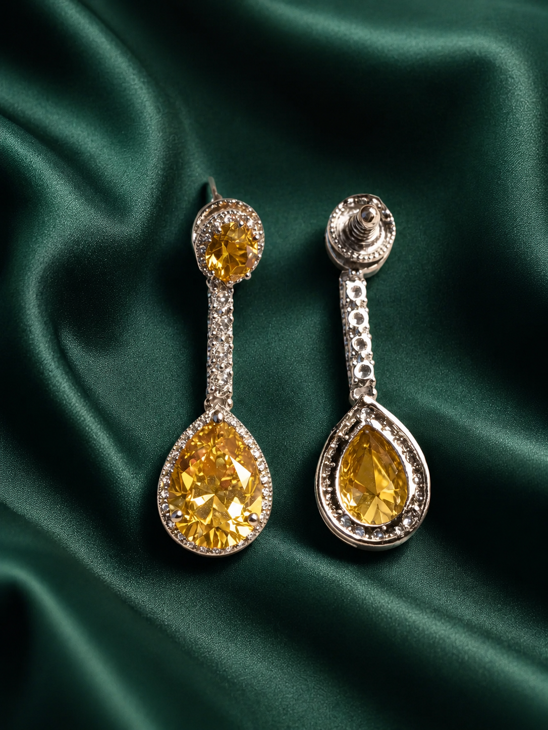 Zevar Club Luxury Yellow Diamond Glam Statement Earrings for Women