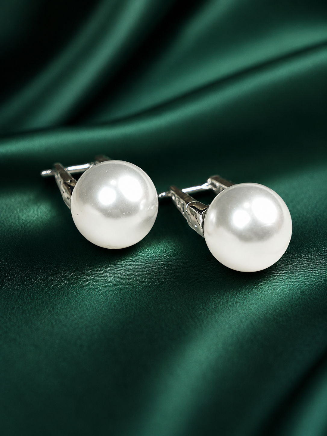 Zevar Club Rhodium-Plated Handcrafted Pointed Cubic Zirconia Top & Glossy Pearl Drop Earrings