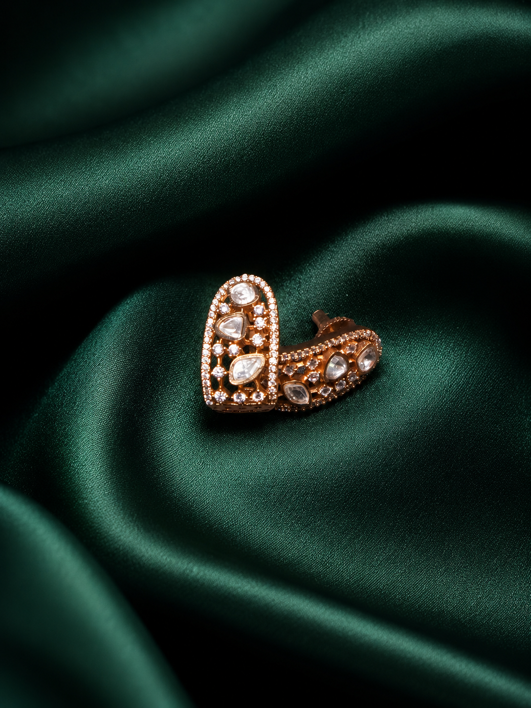 Zevar Club 12K Gold Plated Musafir Uncut Moissanite Studs Earrings