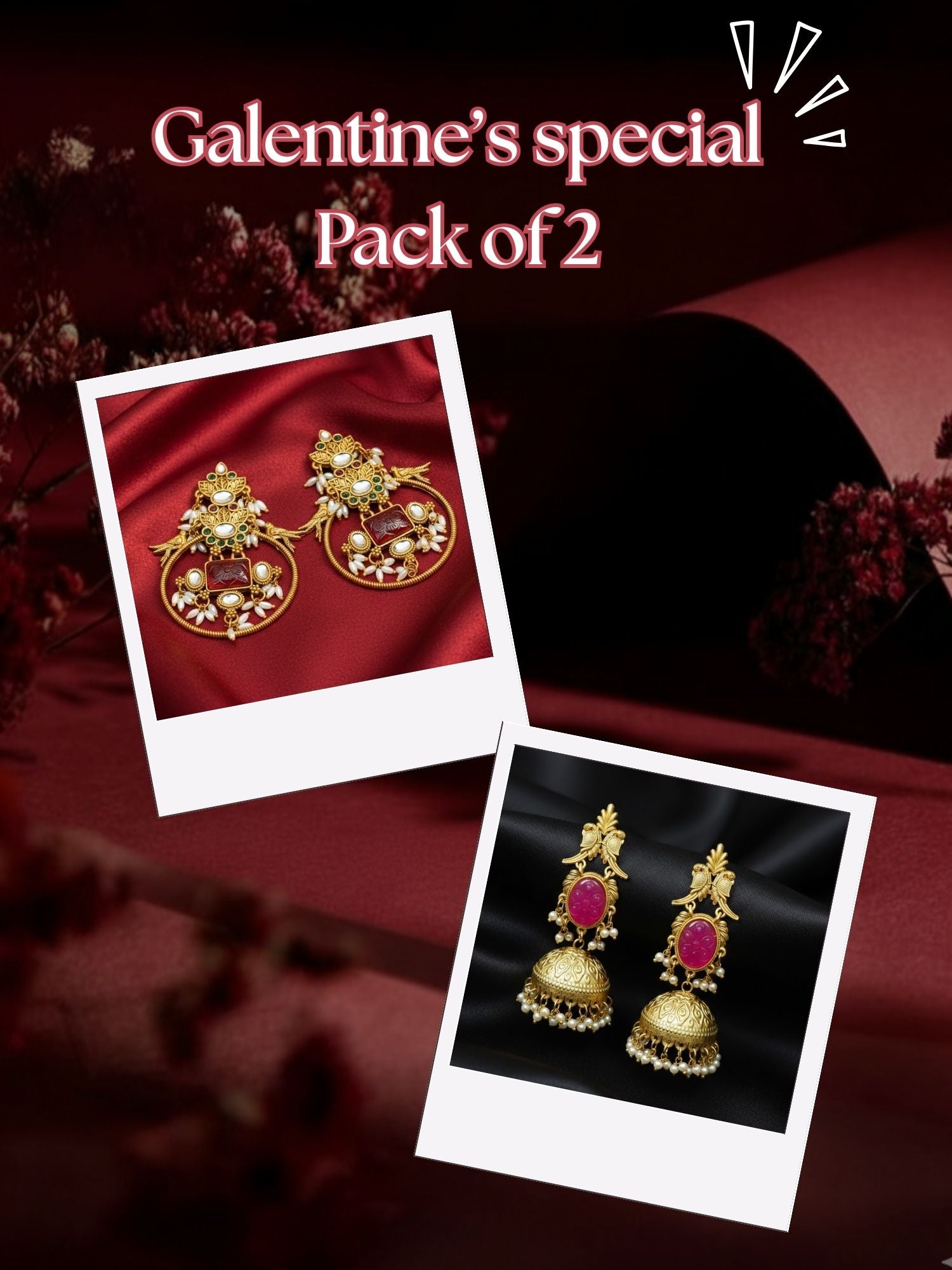 Diva – 3 Valentine’s Day Gold Statement Earrings for Women | Zevar Club