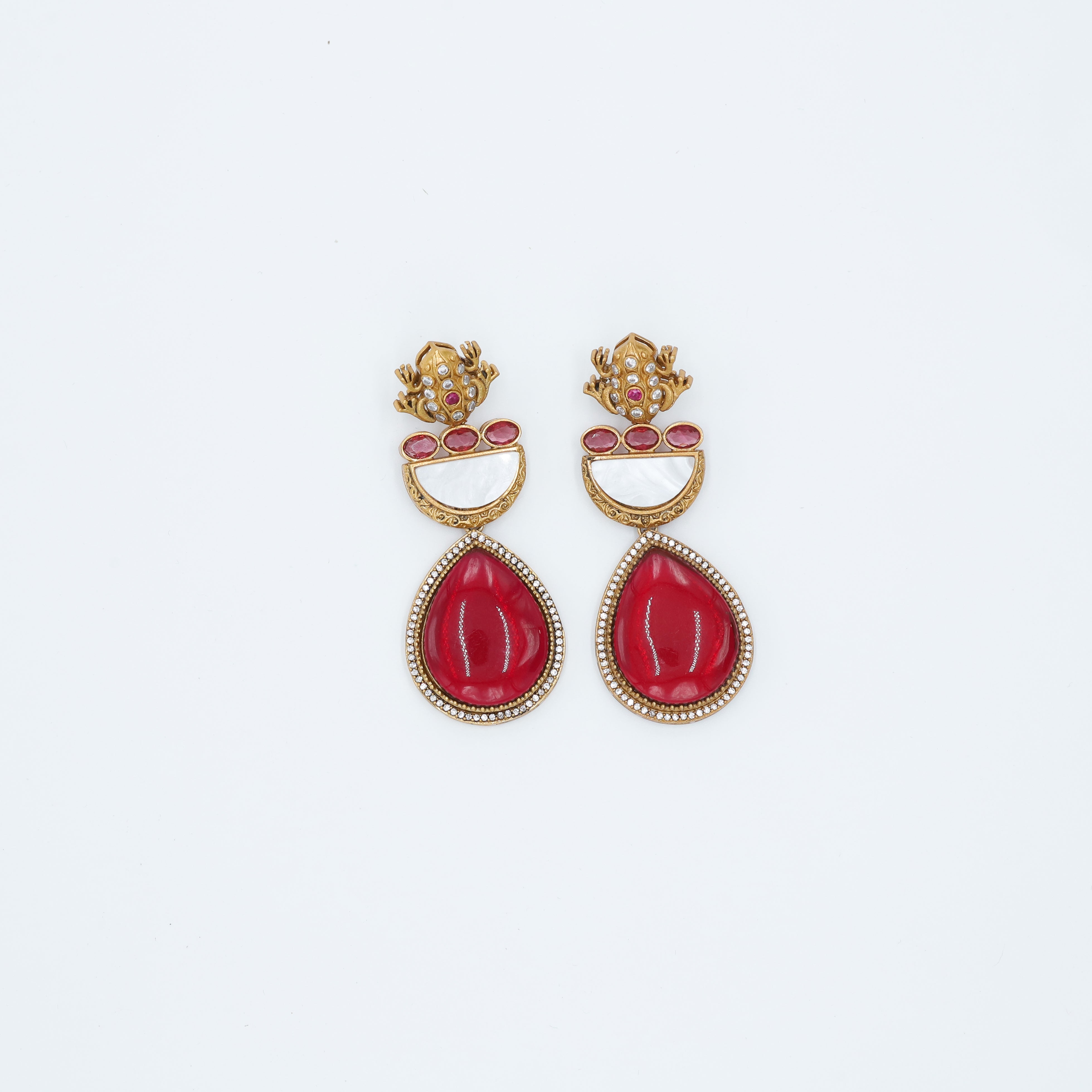 Zevar Club Sabyasachi Inspired Ruby Drop Earrings (18K Gold Plated )