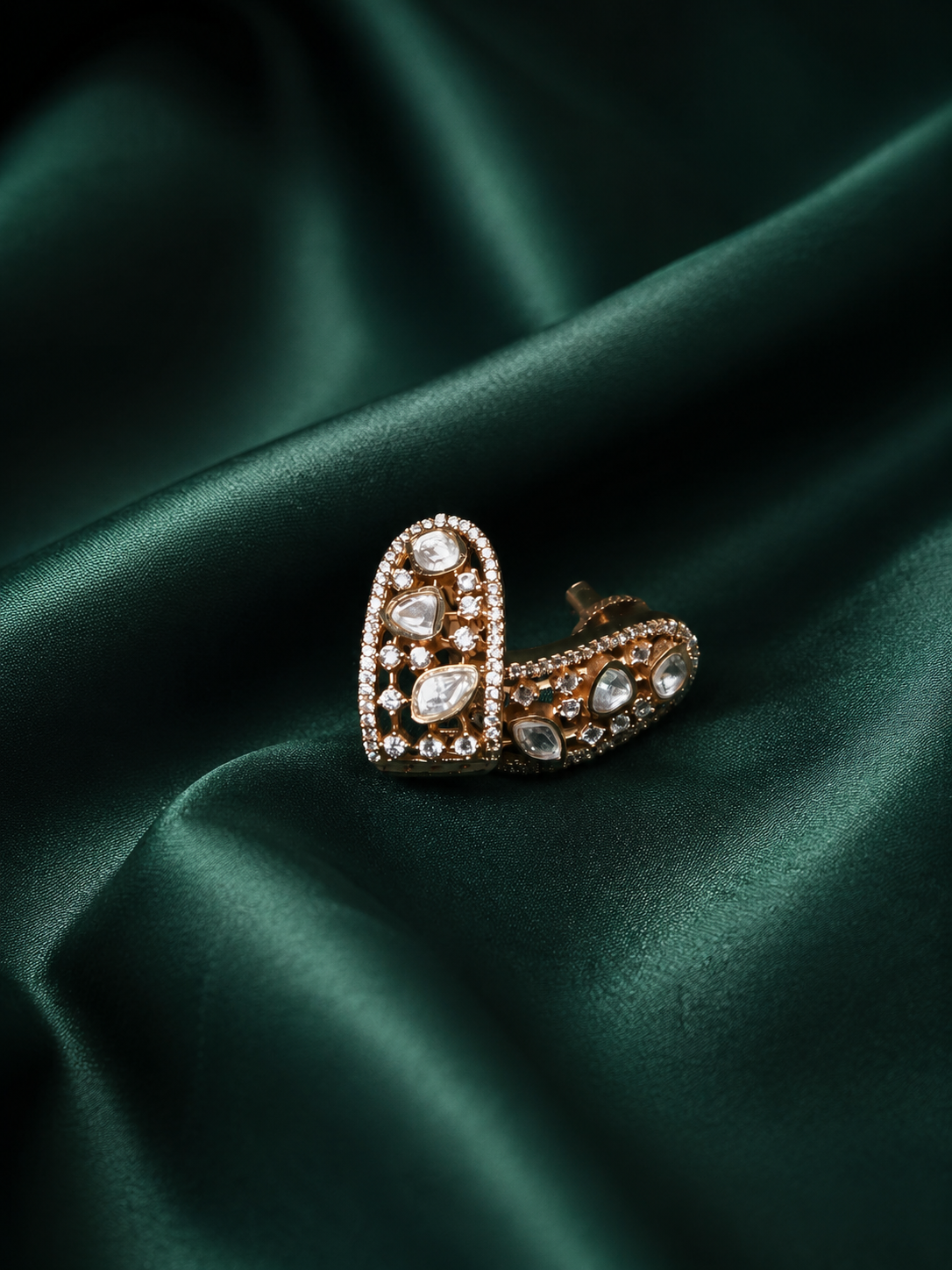Zevar Club 12K Gold Plated Musafir Uncut Moissanite Studs Earrings