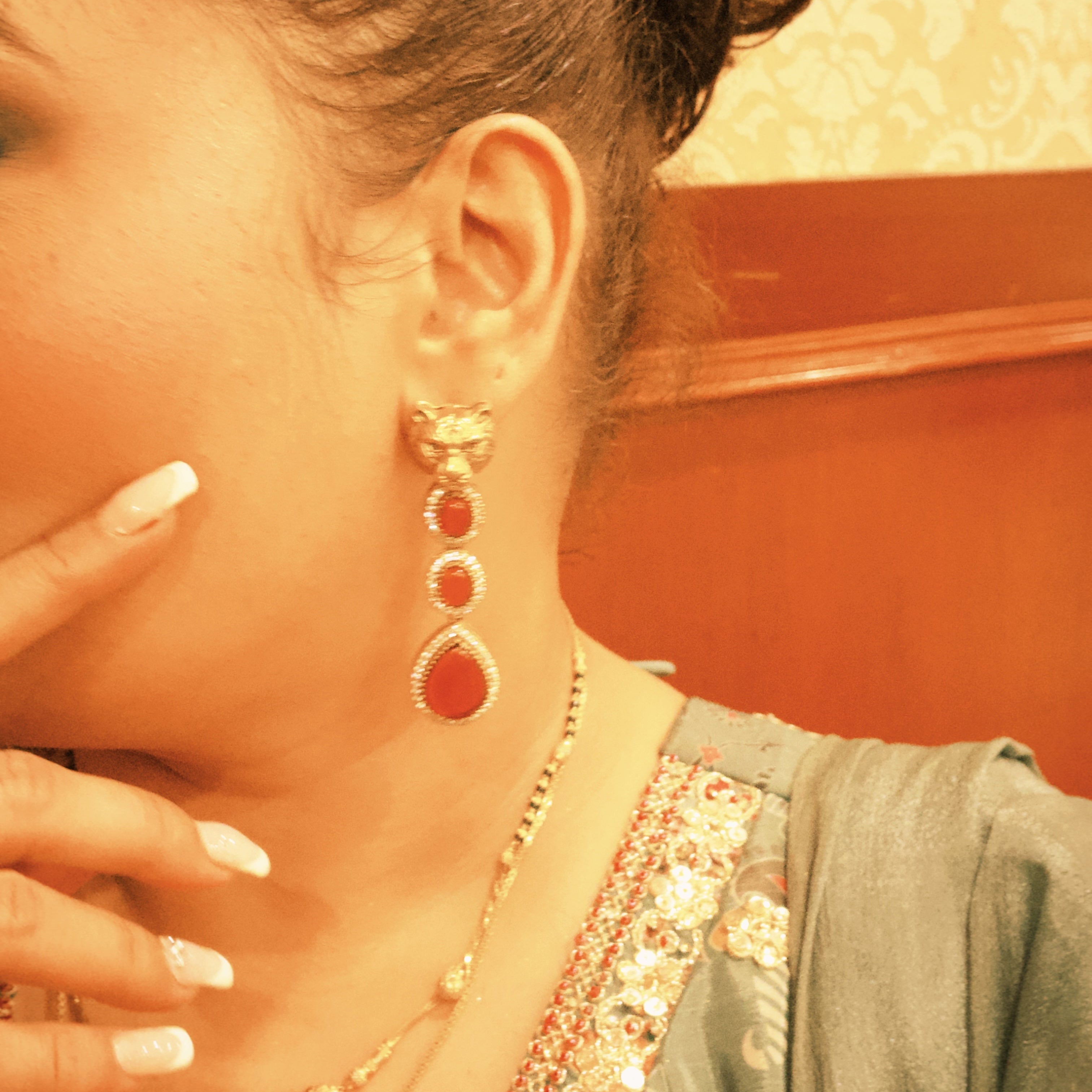 Zevar Club Sabyasachi Inspired Lion Motif Bold Babe Drop Earrings